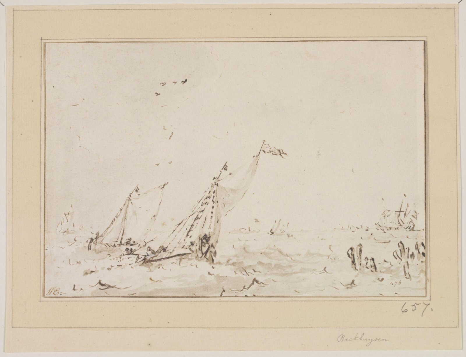 Drawing, Ludolf Backhuysen I, Late 17th century
