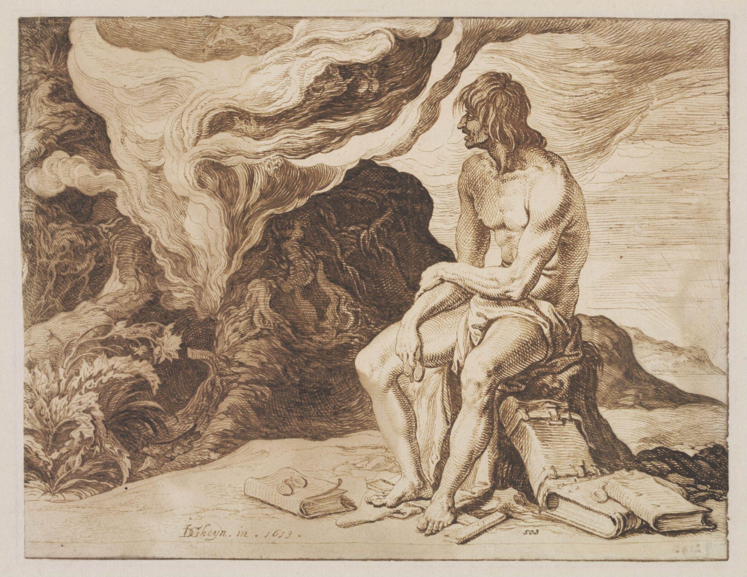 The vision of an Ancient Philosopher (?Empedocles), Jacques de Gheyn II, 1613