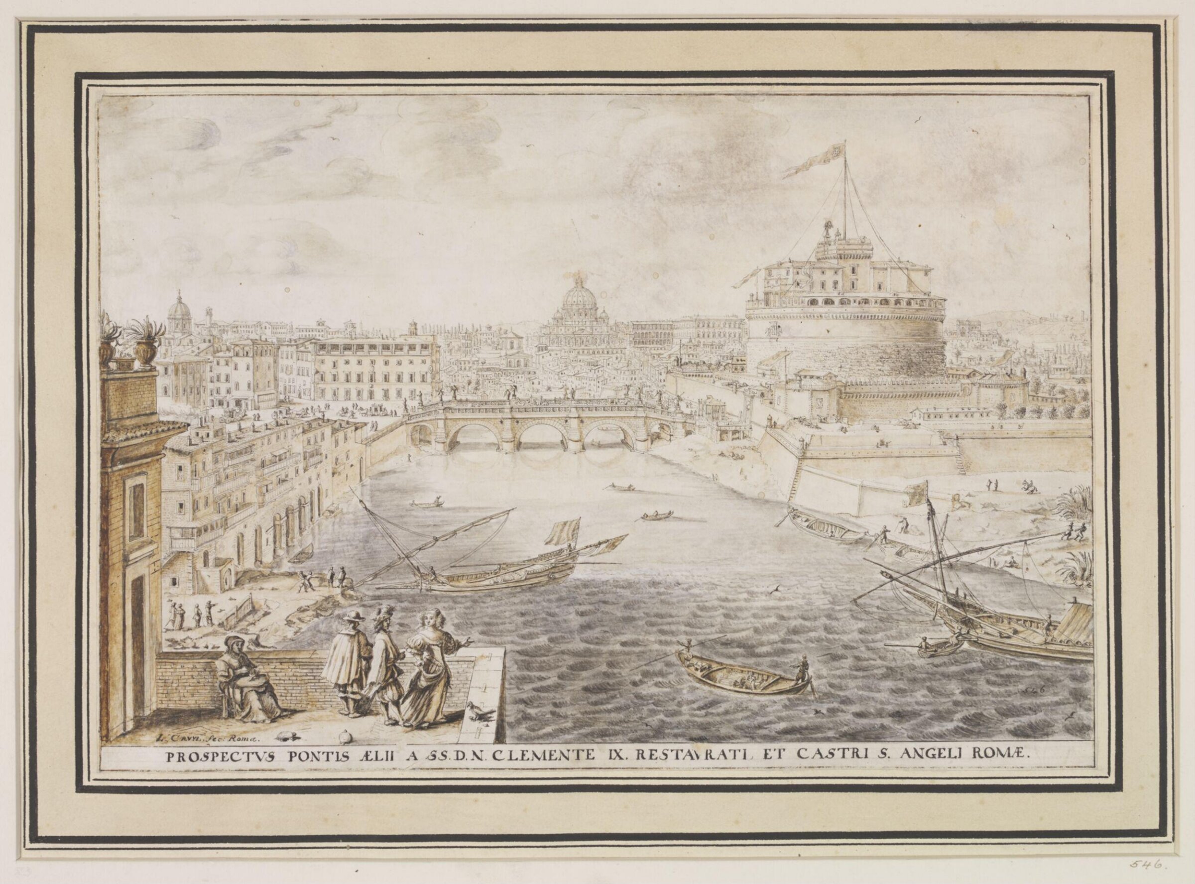 The River Tiber in Rome Looking South Towards St Peter’s and the Castel Sant’ Angelo, Cruyl Lieven, after 1667