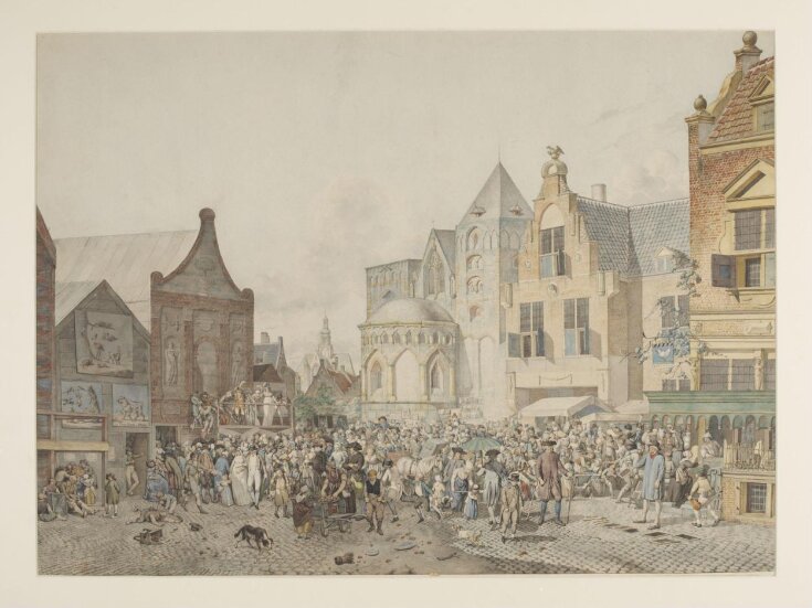 Imaginary Street Scene With Market Stalls and a Theatrical Performance top image