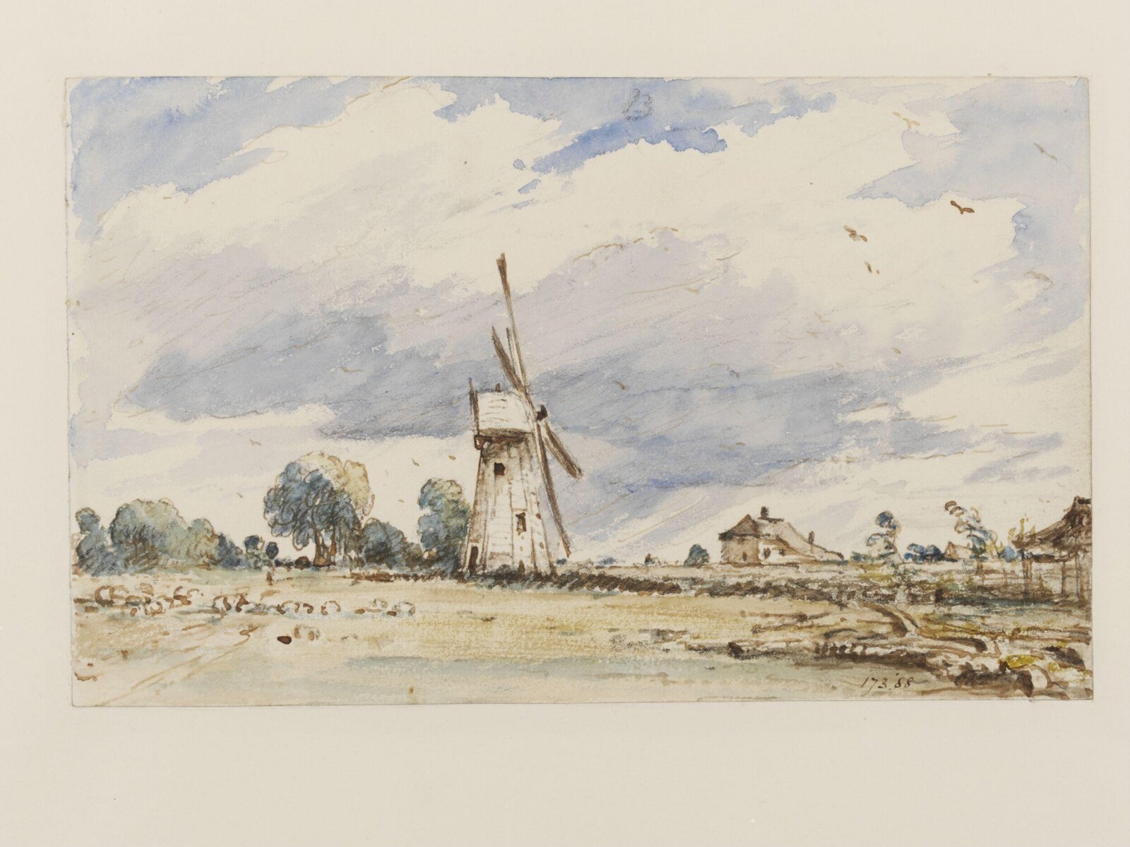 A windmill and a flock of sheep, John Constable, 1834 or 1835