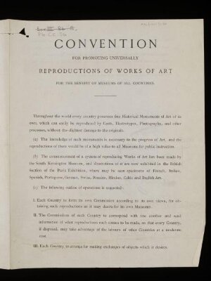 Convention for promoting universally Reproductions of Works of Art for the benefit of Museums of all countries