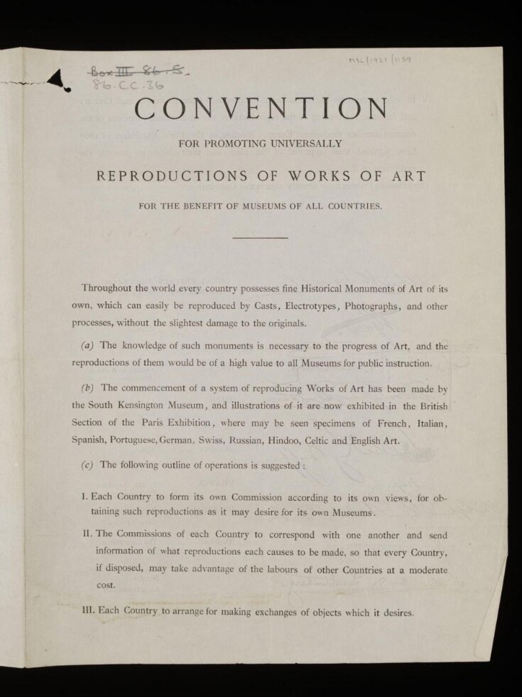 Convention for promoting universally Reproductions of Works of Art for the benefit of Museums of all countries top image