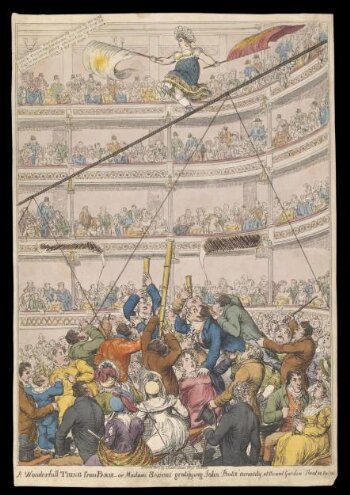 Madame Saqui, or Marguerite Antoinette Lalanne (1786-1886) on the tightrope, Covent Garden Theatre.