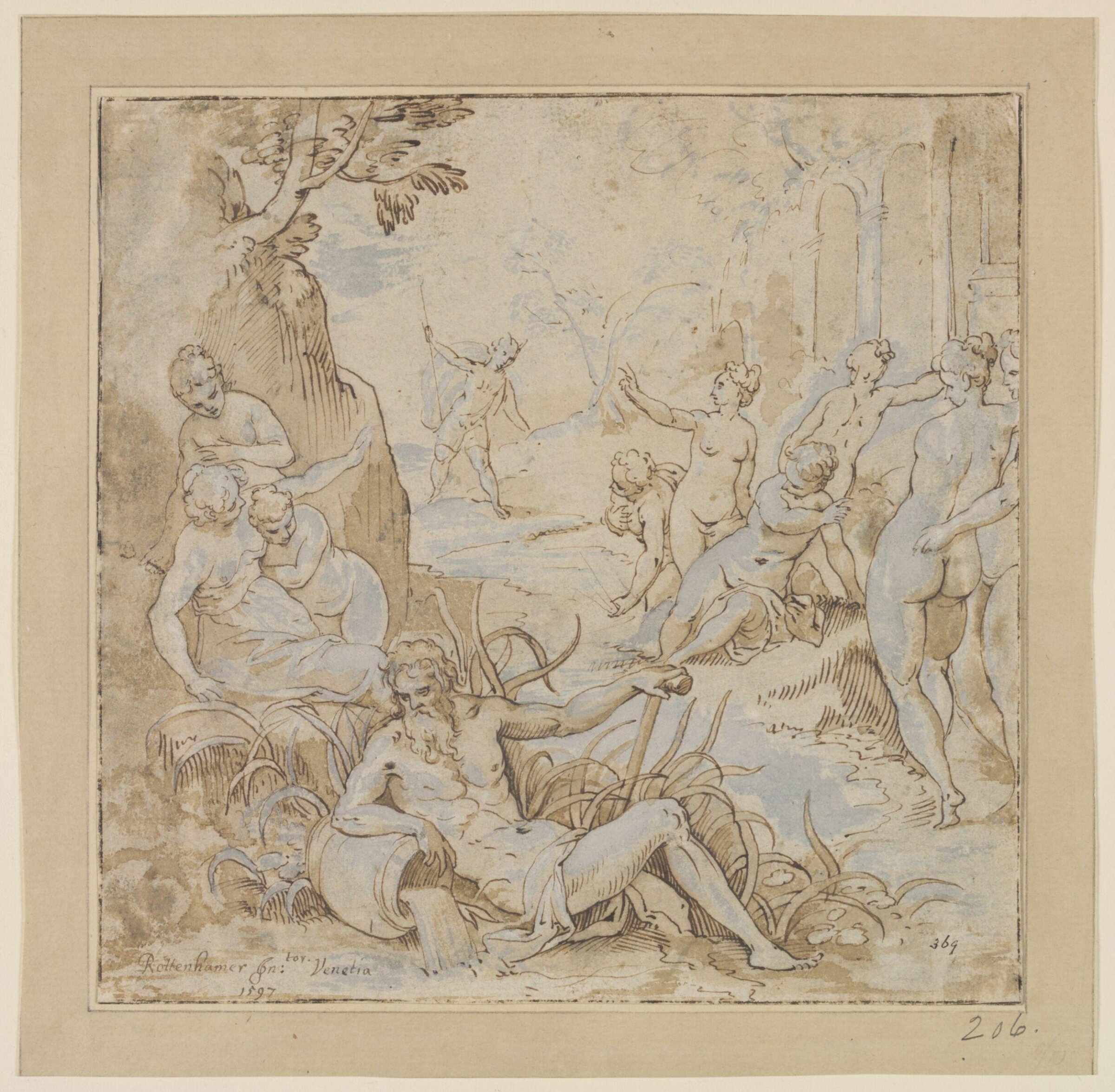 Actaeon Surprising Diana and her Nymphs, Hans Rottenhammer, 1597