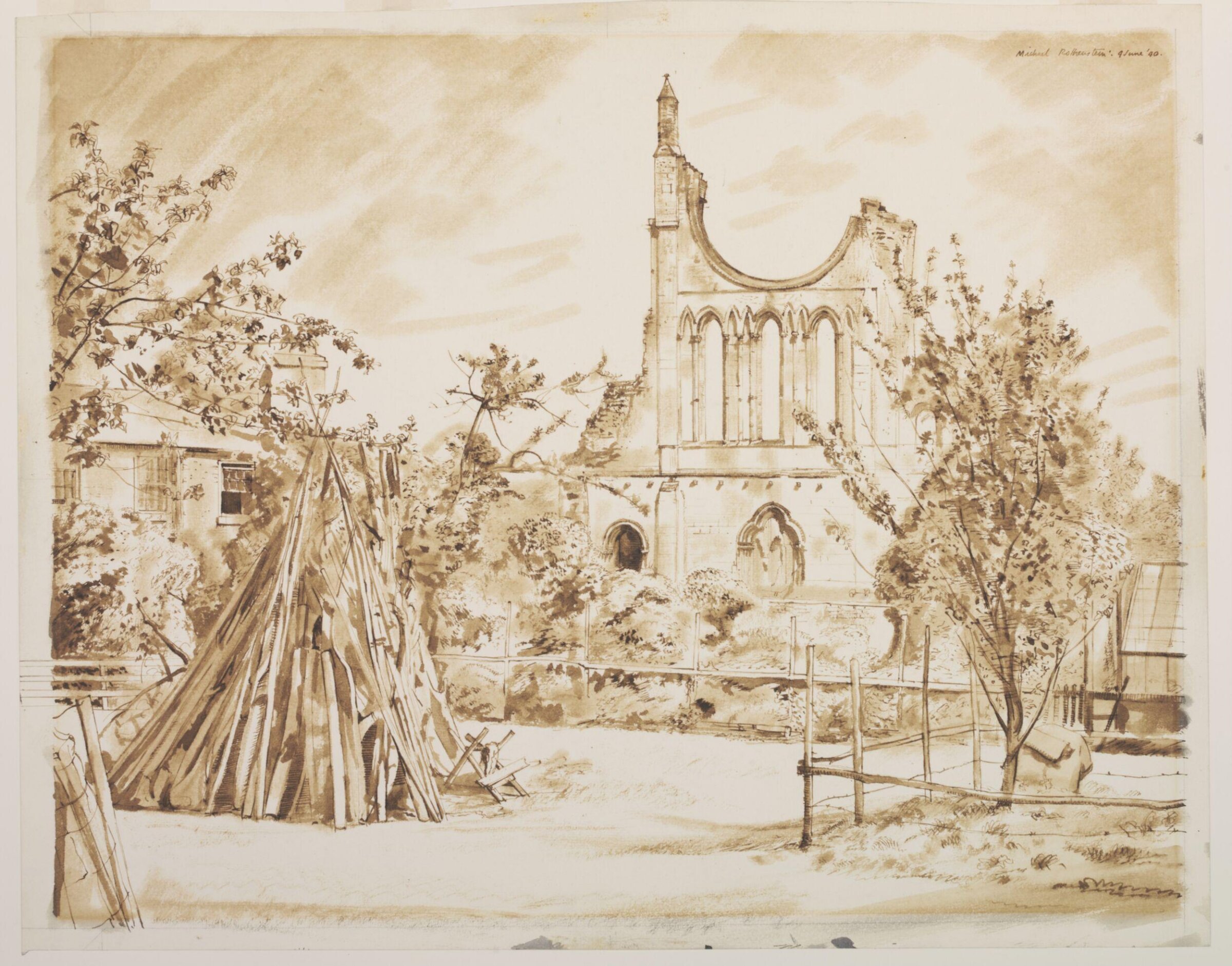 Byland Abbey, from the West, Michael Rothenstein, 4 June 1940