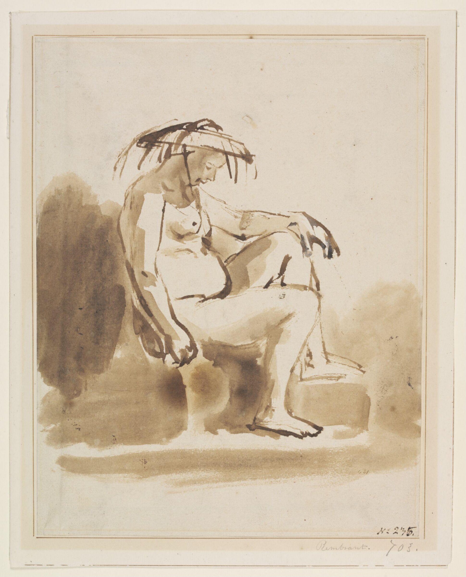 Seated Female Nude Wearing a Broad-brimmed Hat, Carel Fabritius, 1641-1643