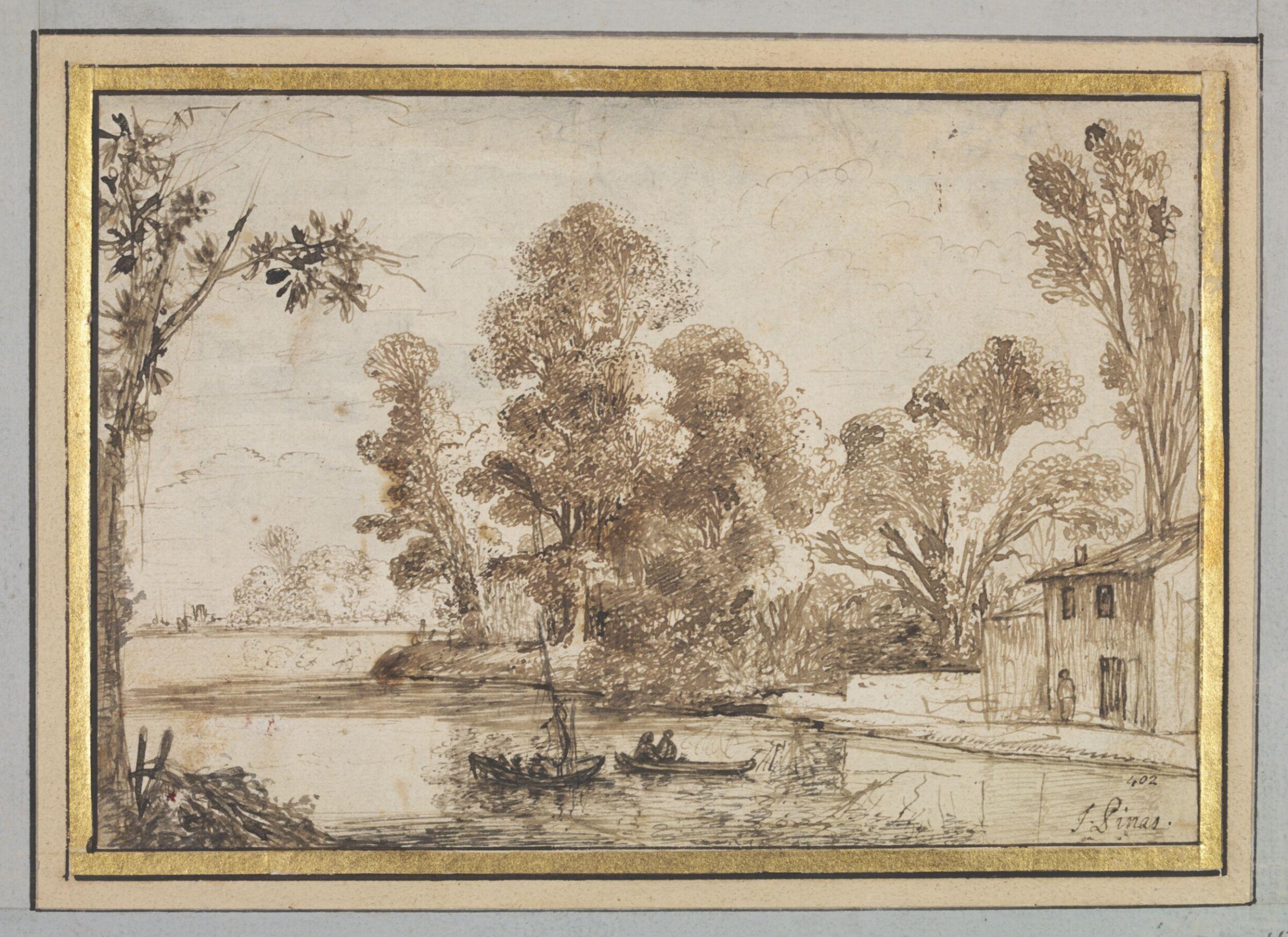 River Landscape with Boats, and a House Among Trees on the Right Bank, Cornelis Hendriksz. Vroom, late 16th - early 17th century