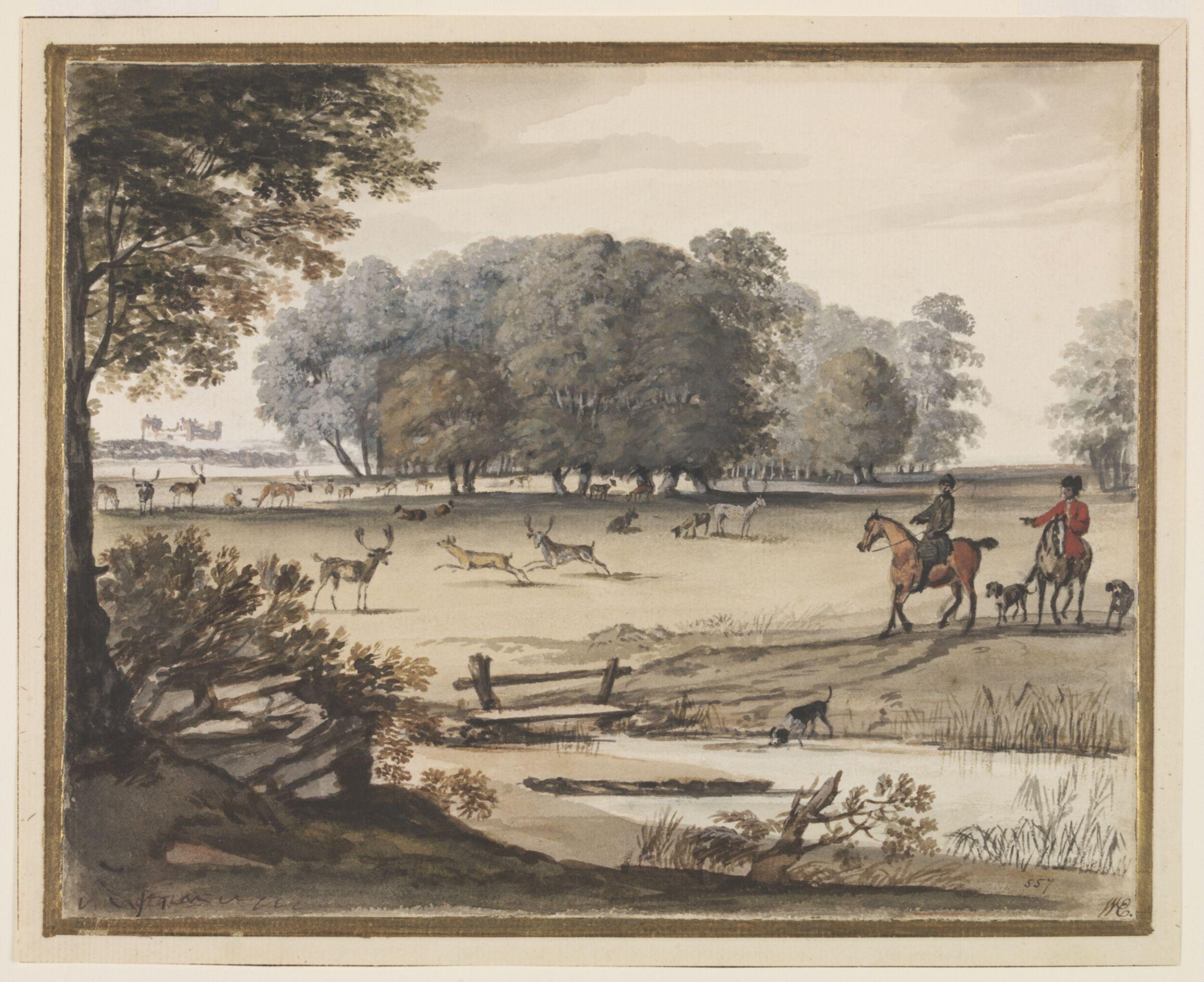 View of a Park with Huntsmen and Deer, Pieter Tillemans, ca. 1720