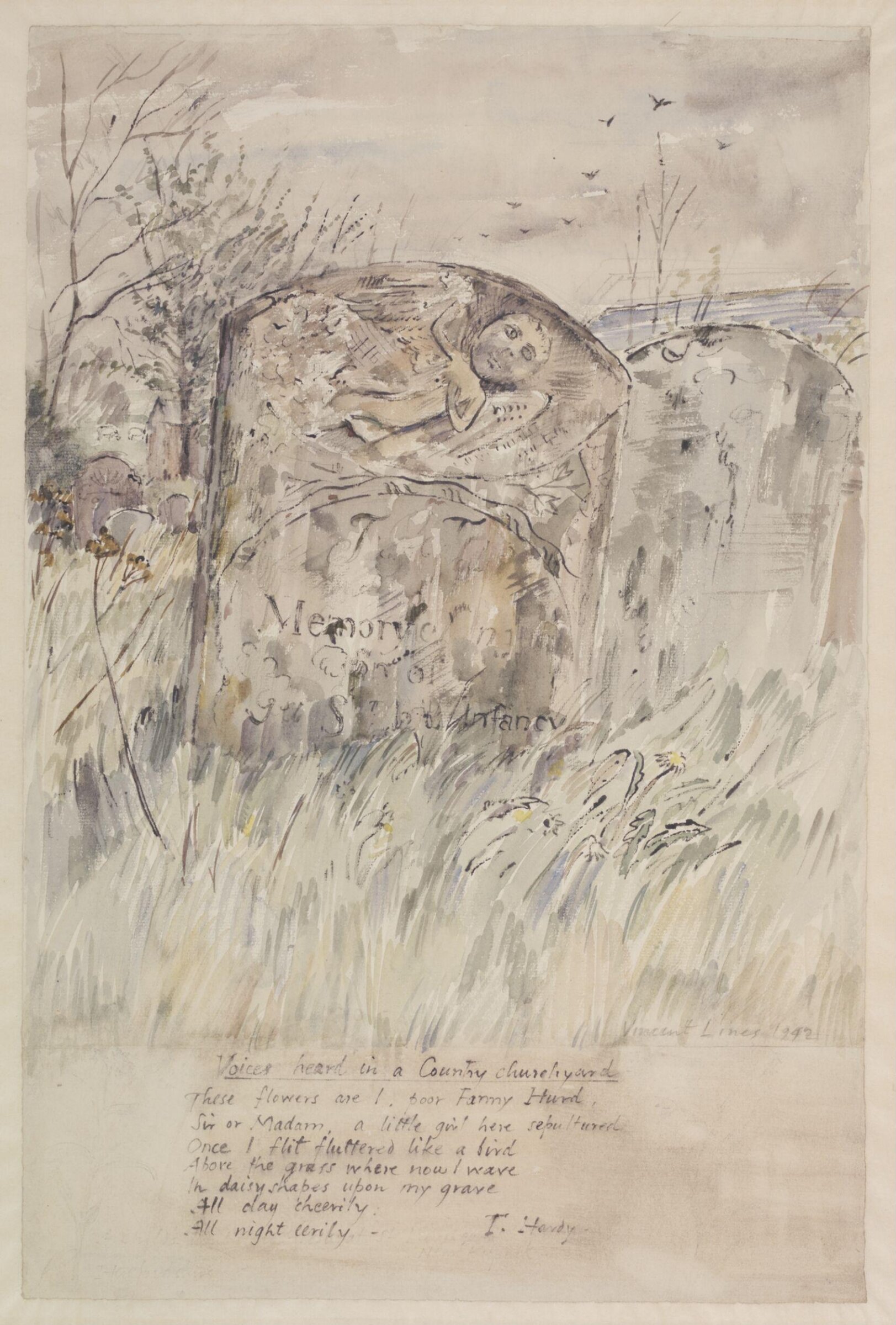 Child's Tombstone in the Churchyard of St. Devereux, Kilpeck, Lines, 1942