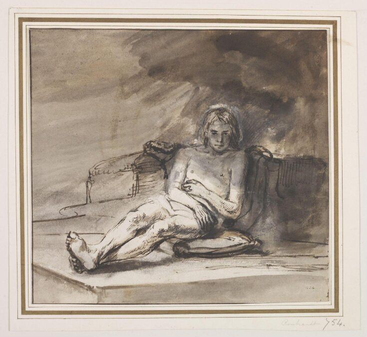 Study of Nude Youth Seated on a Cushion top image