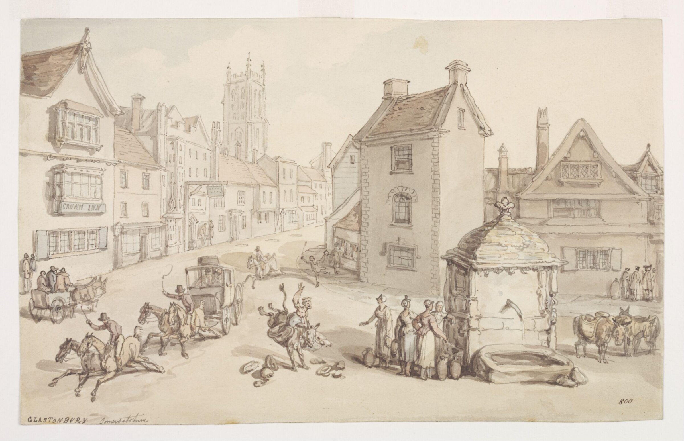 Glastonbury, Somersetshire, Thomas Rowlandson, ca. 1816