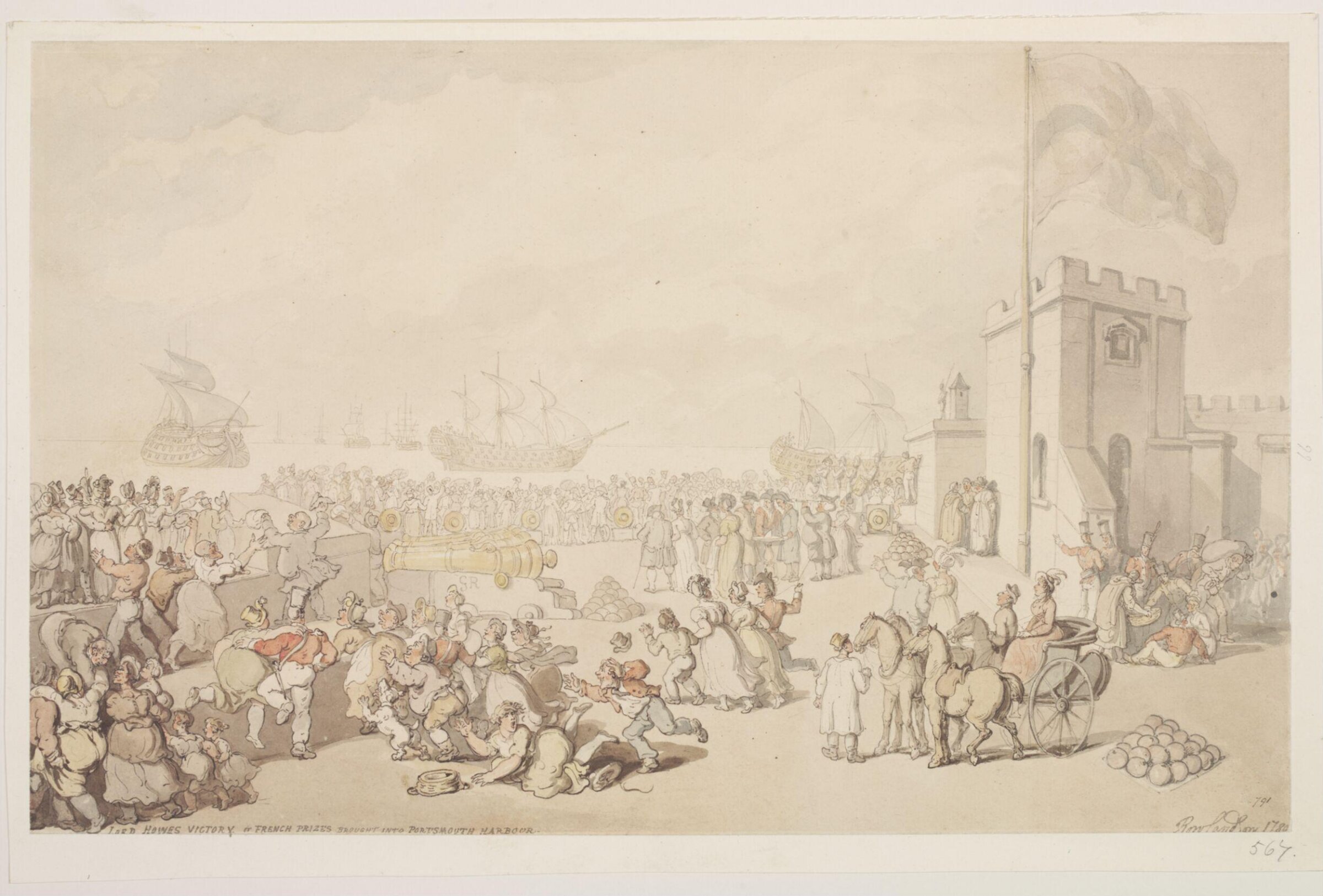 Portsmouth Harbour, Thomas Rowlandson, 1780