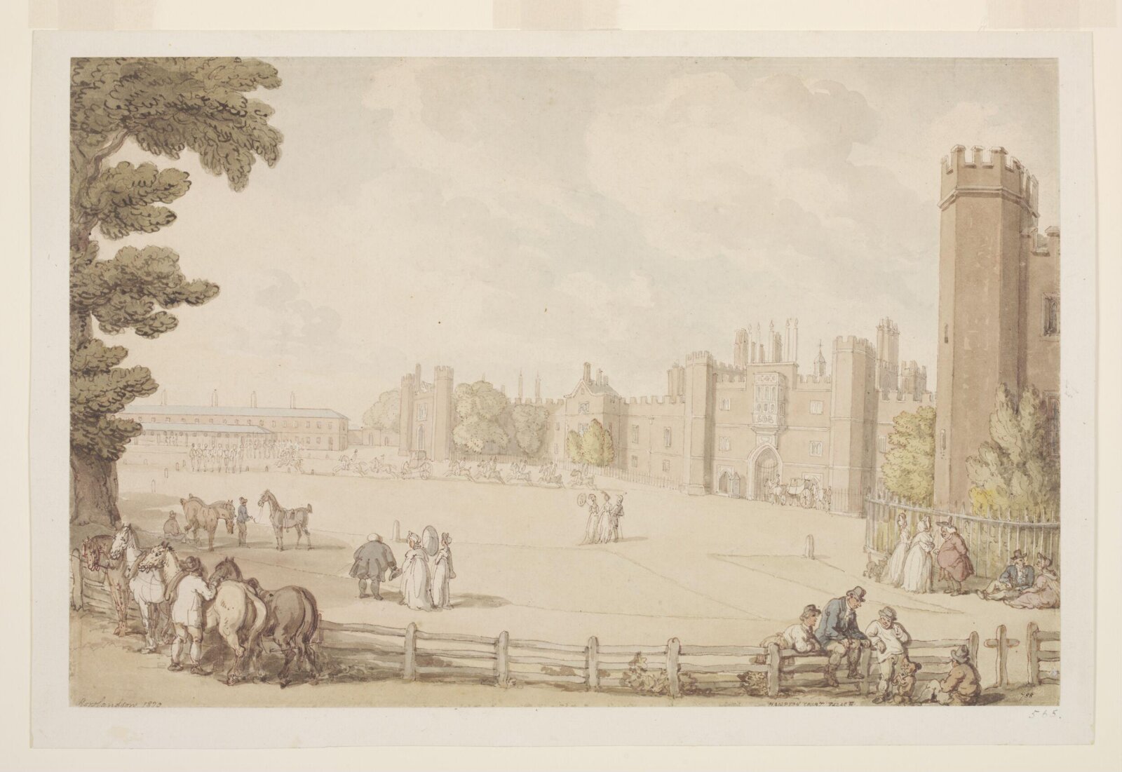 Hampton Court Palace, Thomas Rowlandson, 1820