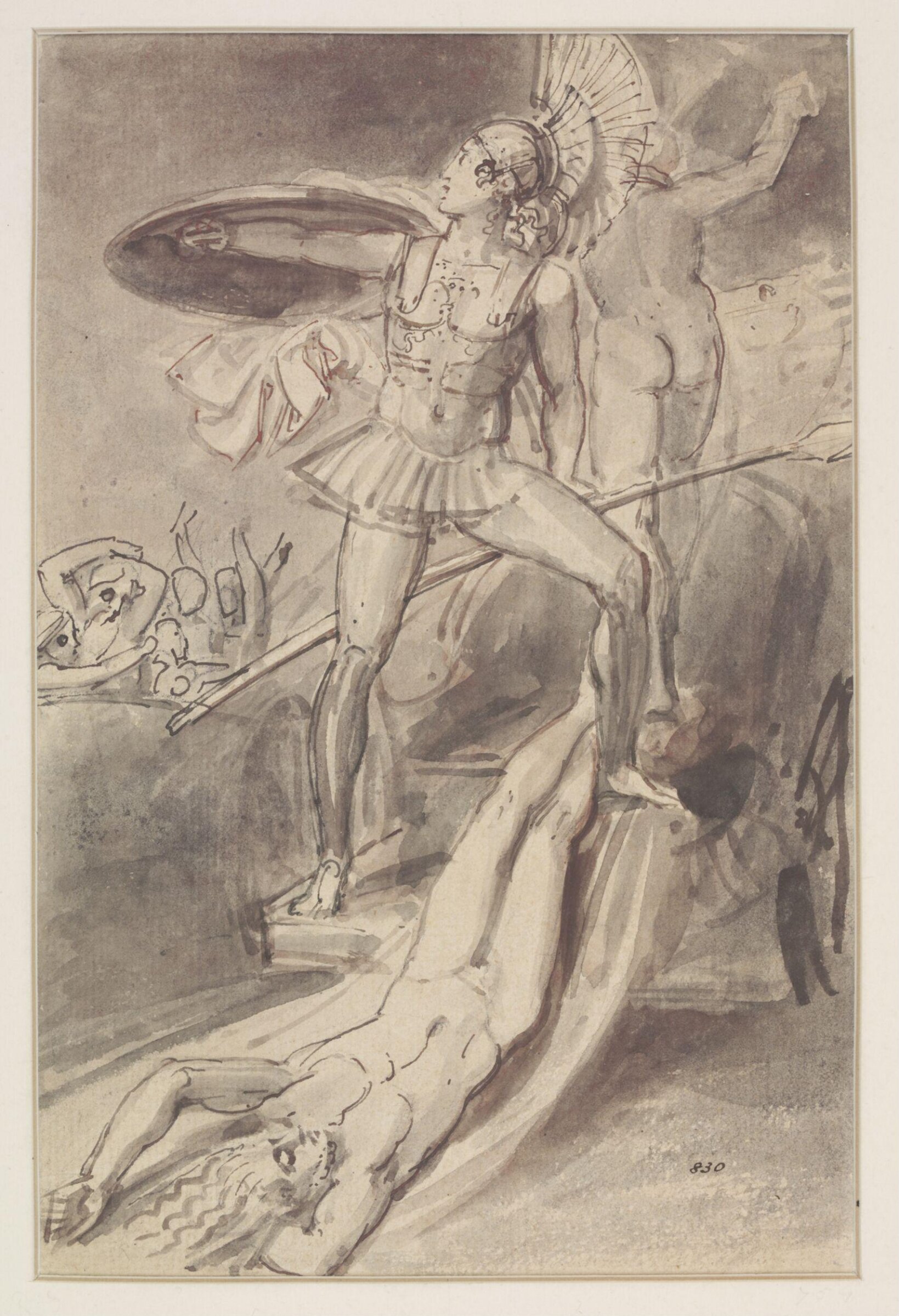 Achilles dragging the body of Hector round the walls of Troy, Thomas Stothard, mid 18th - early 19th century