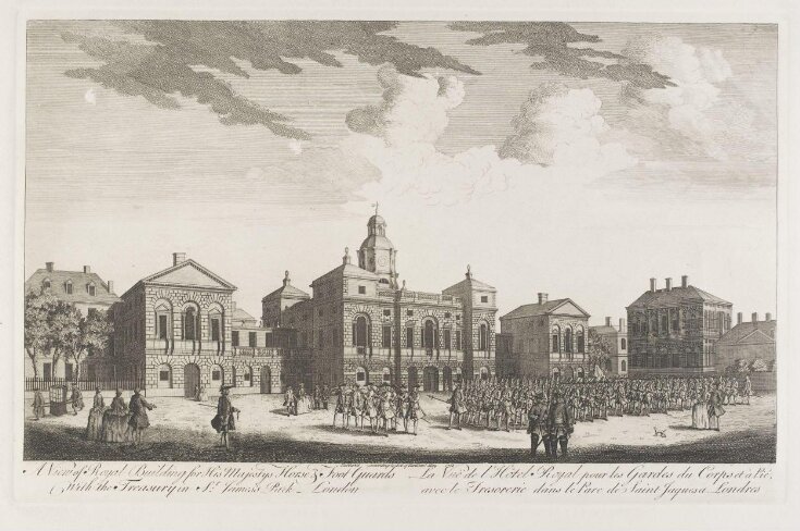 A View of Royal Building for His Majesty's Horse & Foot Guards With the Treasury in St. James's Park - London top image