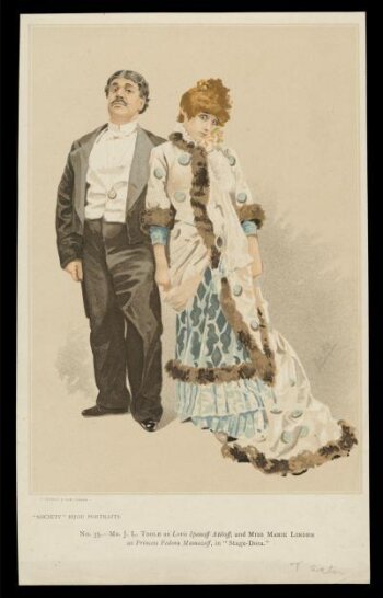 J. L. Toole as Loris Ipanoff Atiloff and Marie Linden as Princess Fedora in 'Stage Dora'