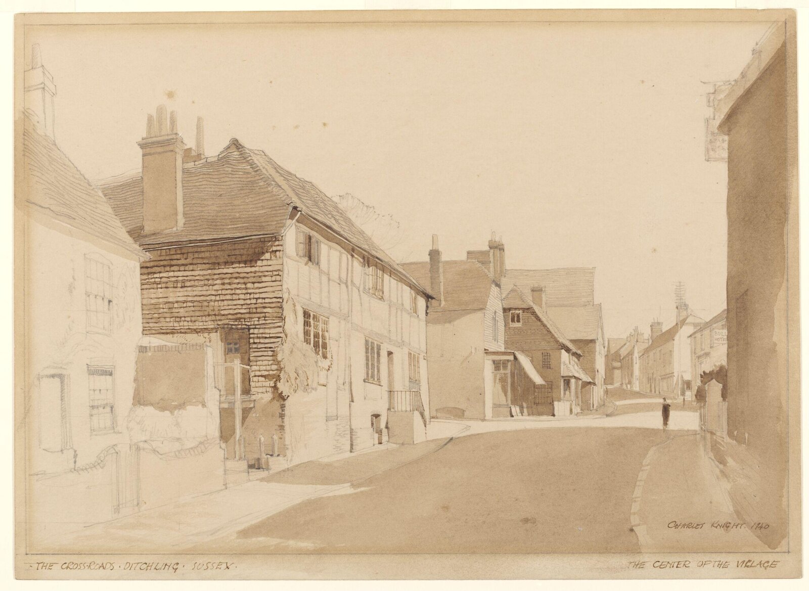 The Cross Roads, Ditchling, Charles Knight, 1940