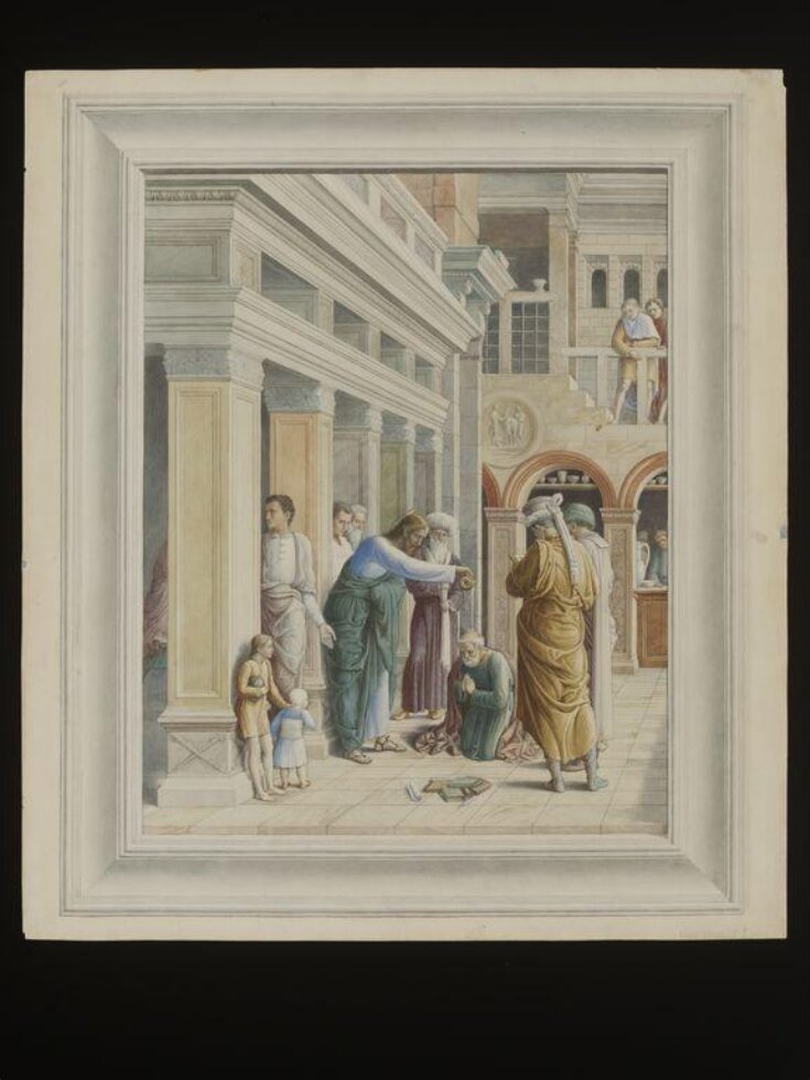Copy after the painting Hermogenes and St James by  Andrea Mantegna in the Eremitani, Padua top image