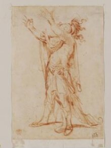 Study of a soldier in Roman dress with uplifted arms thumbnail 1