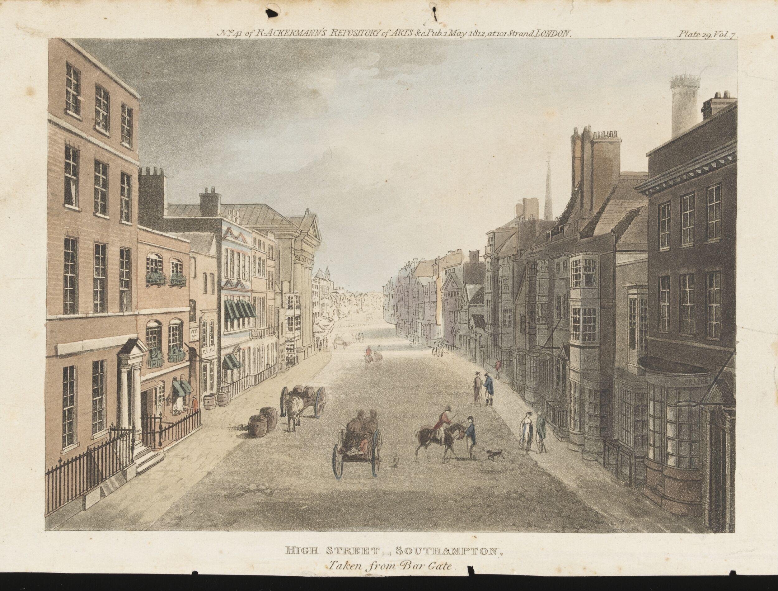 View of the High Street, Southampton, taken from Bar Gate.