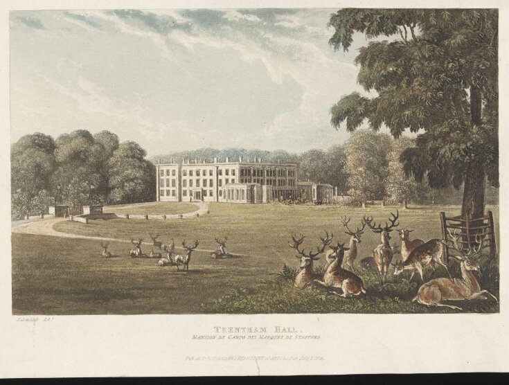 View of Trentham Hall, Staffordshire, the seat of the Marquis of Stafford top image