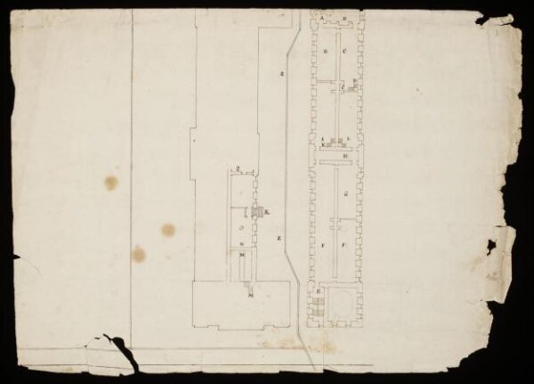 Basement plan for the Charles II building at Greenwich Hospital