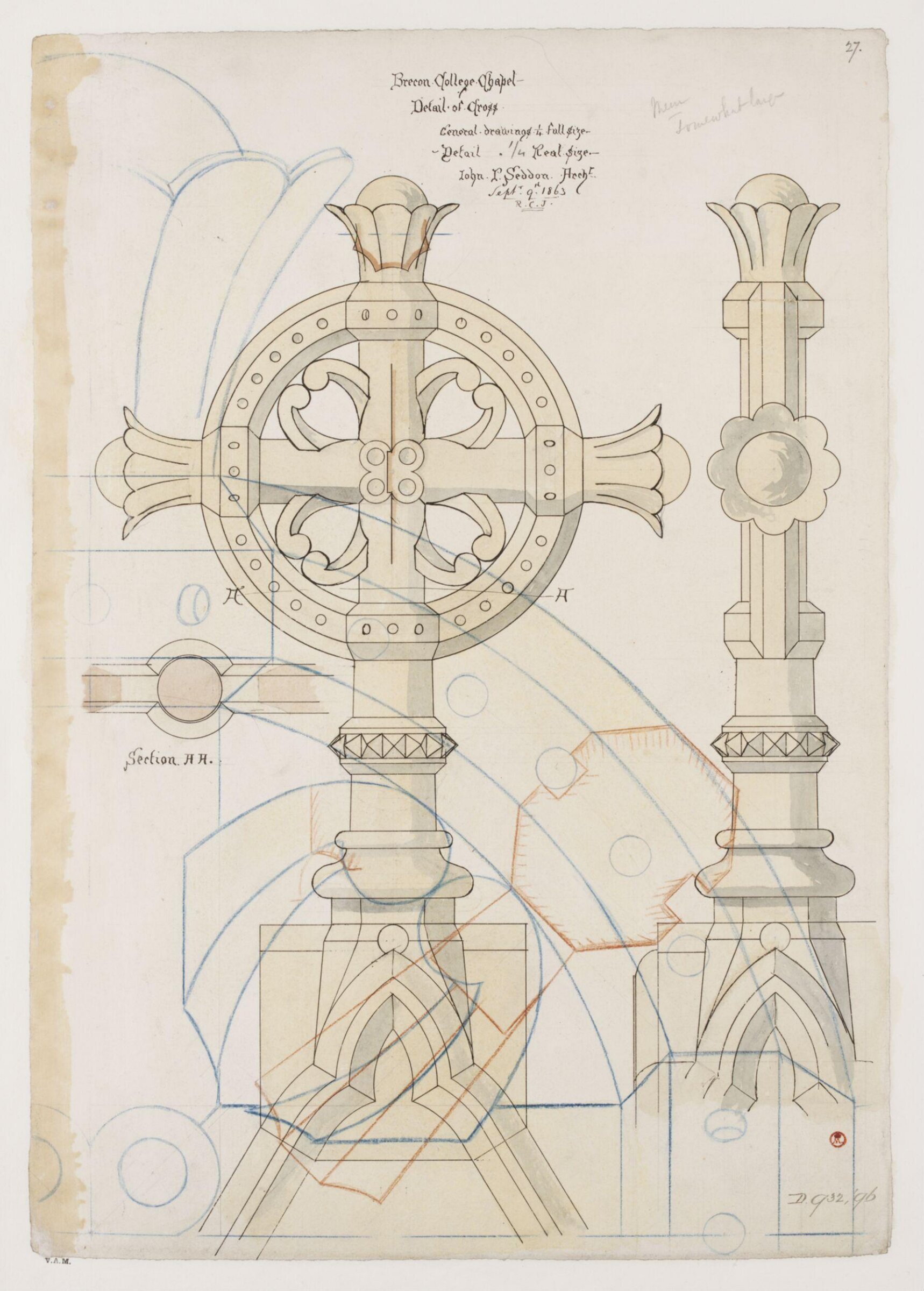 Drawing, John Pollard Seddon, 9/9/1863
