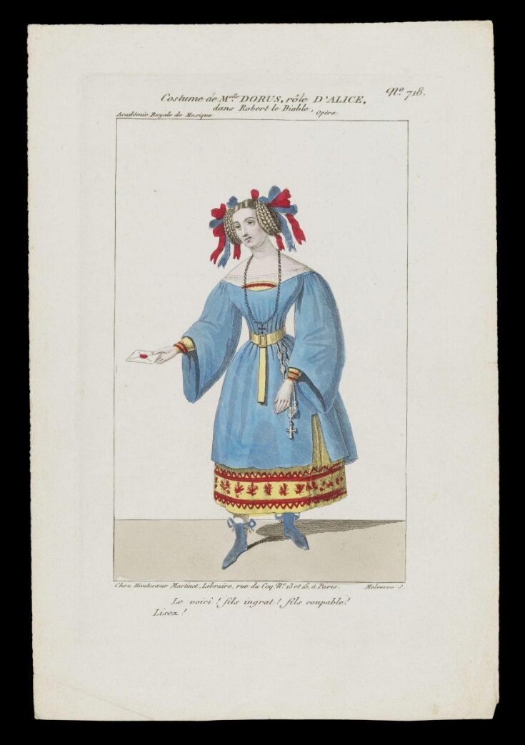 Costume Melle(sic) Dorus, role d'Alice, dans Robert le Diable top image