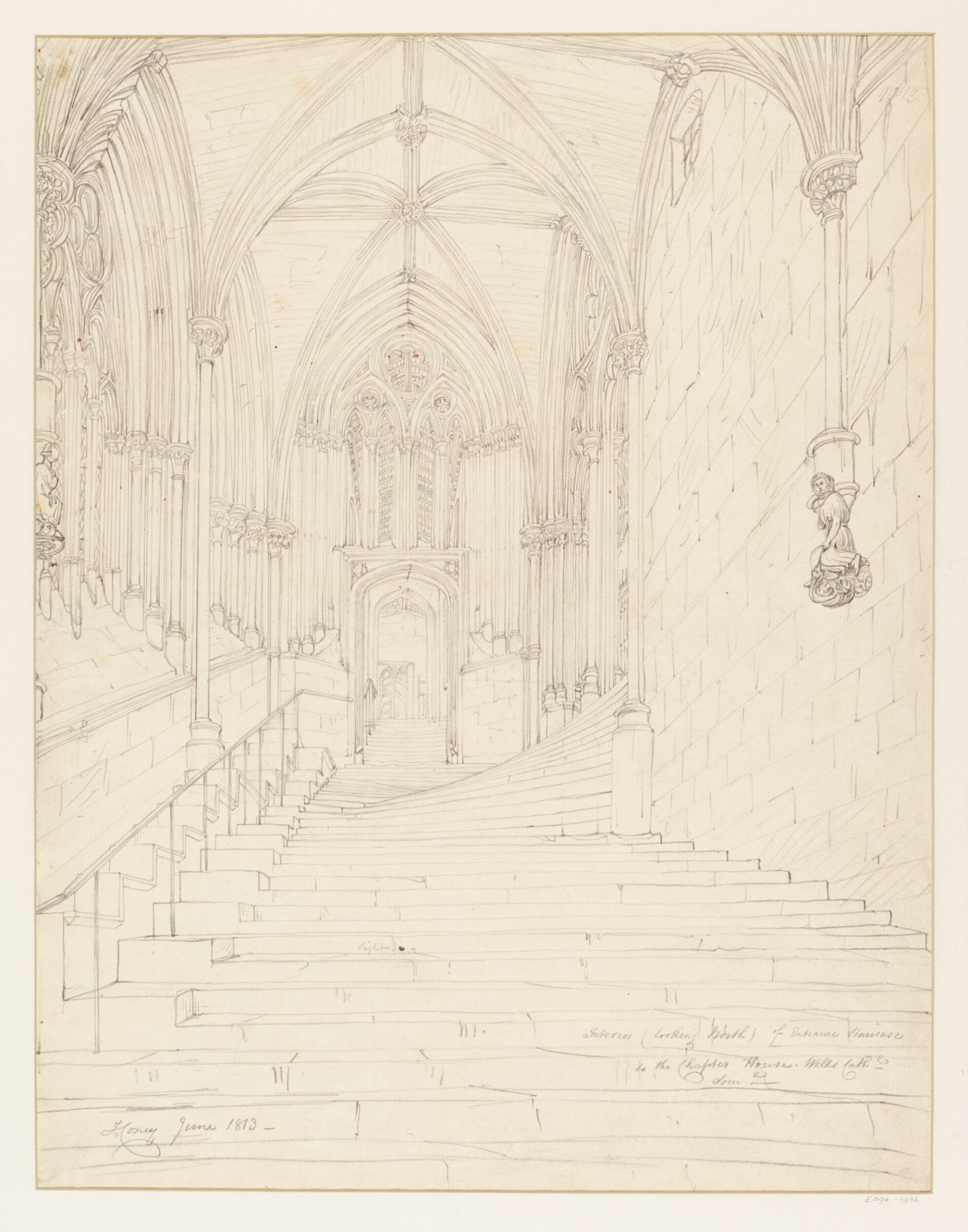 Stairway to the Chapter House, Wells Cathedral, John Coney, 1813