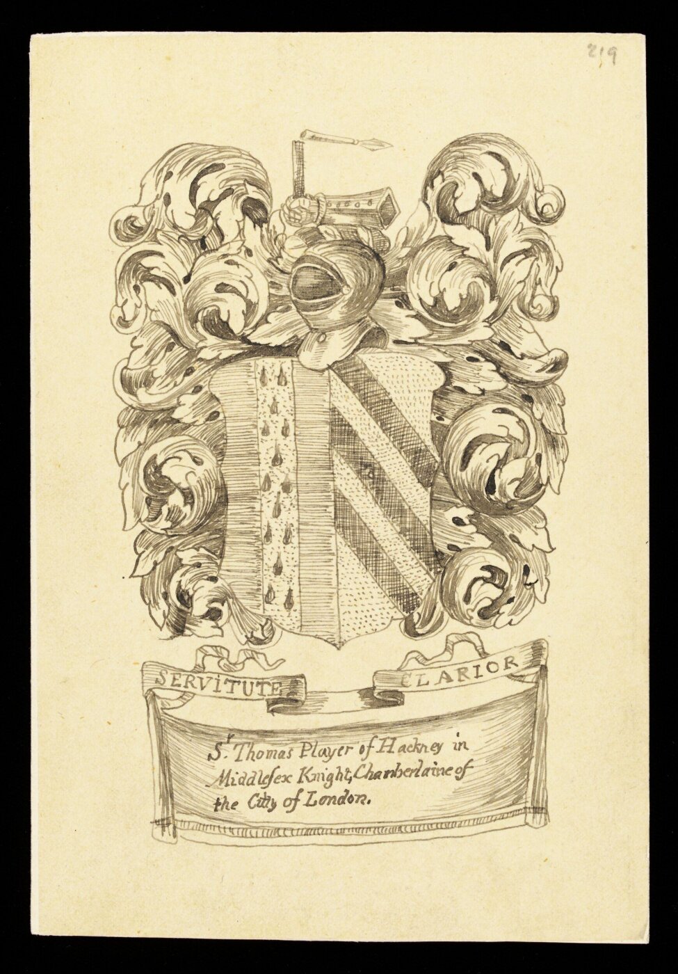 Unknown, Sr Thomas Player of Hackney in Middlesex Knight, Chamberlaine of the Citty of London