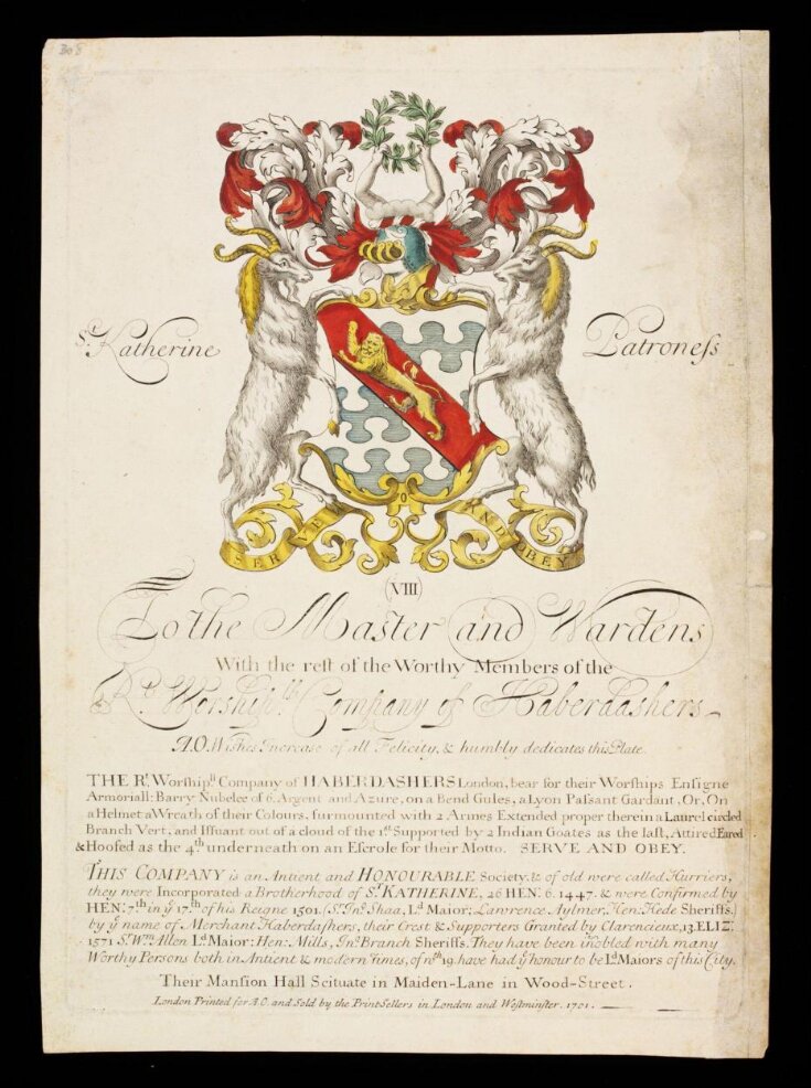 Coat of arms of the Right Worshipful Company of Haberdashers top image