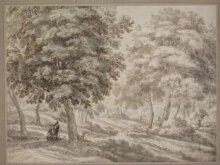 Wooded Landscape with Travellers and a Dog thumbnail 1