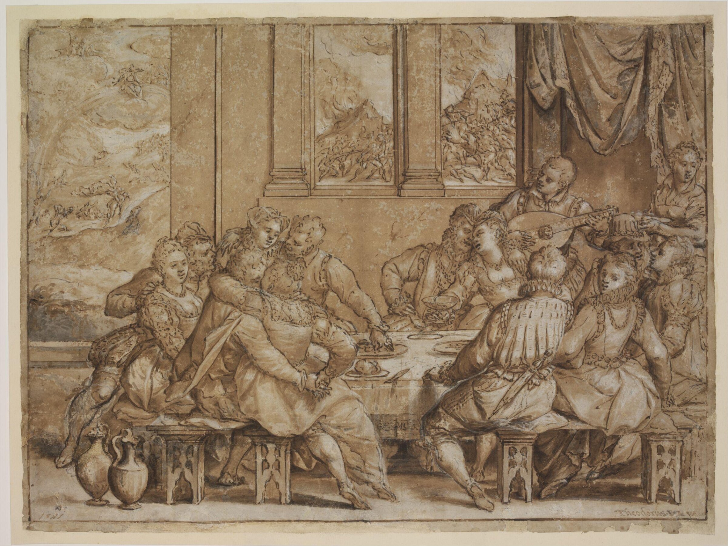 Mankind Feasting and Making Love, Awaiting the Last Judgement (‘the coming of the son of man’) (Matthew 24:37–42), Dirk Barendsz, c.1581
