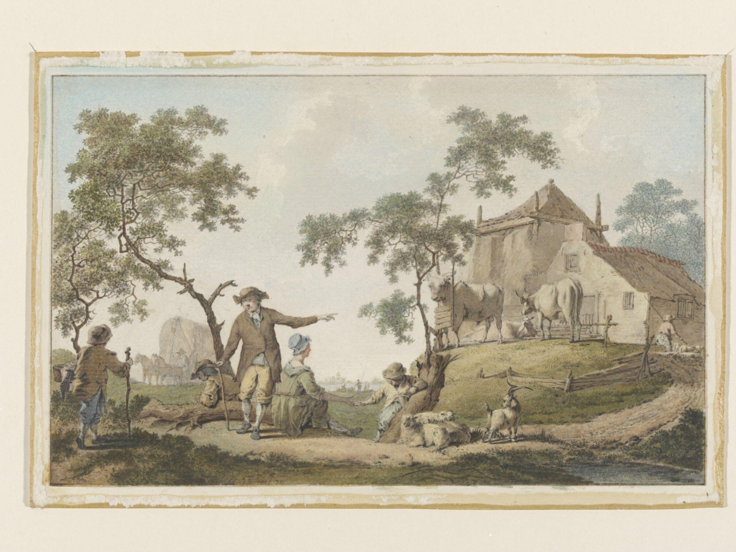 Farm Landscape with figure and cattle, Barend Hendrik Thier, 1779