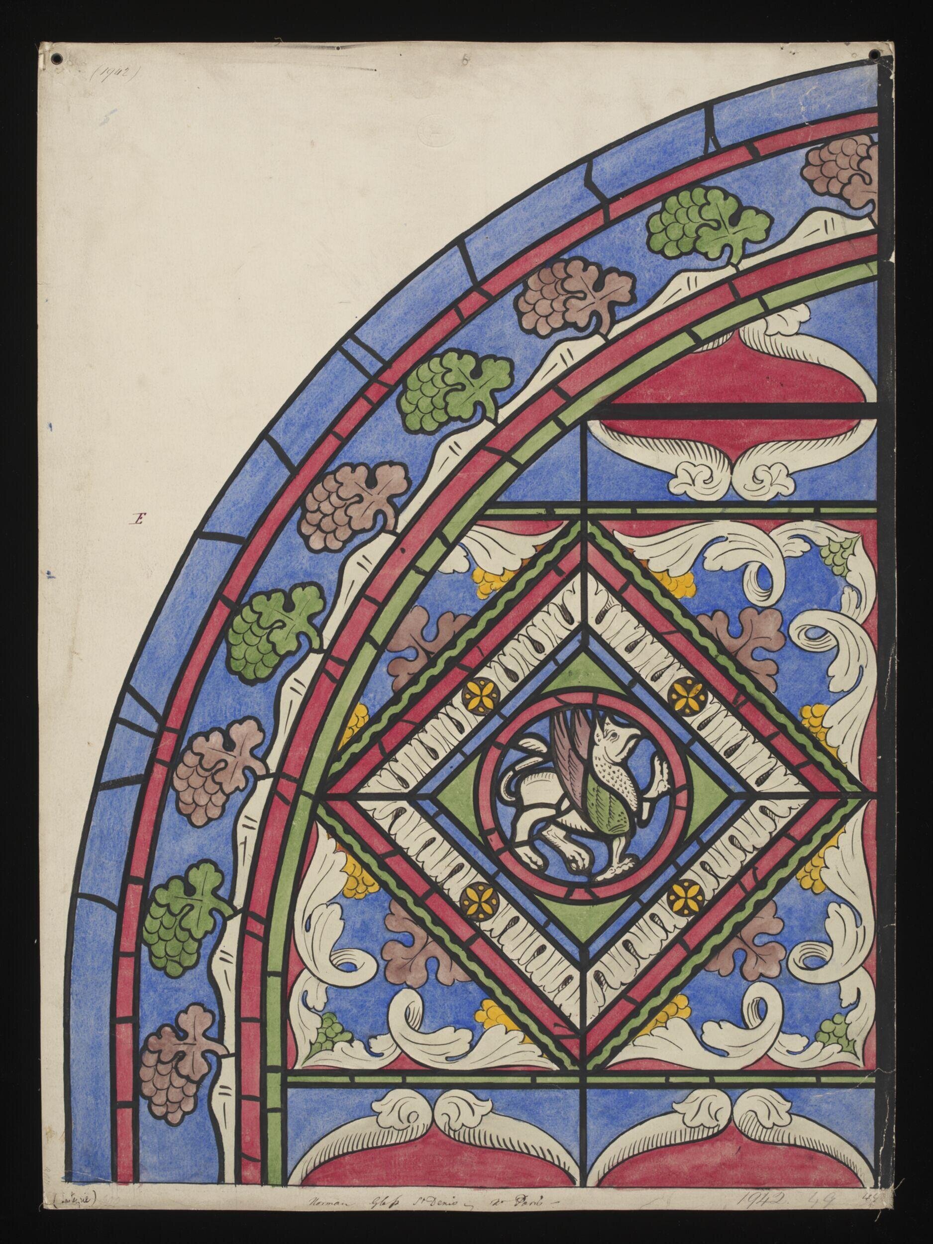 Medieval Series No. 49: Stained Glass design, Norman, St Denis