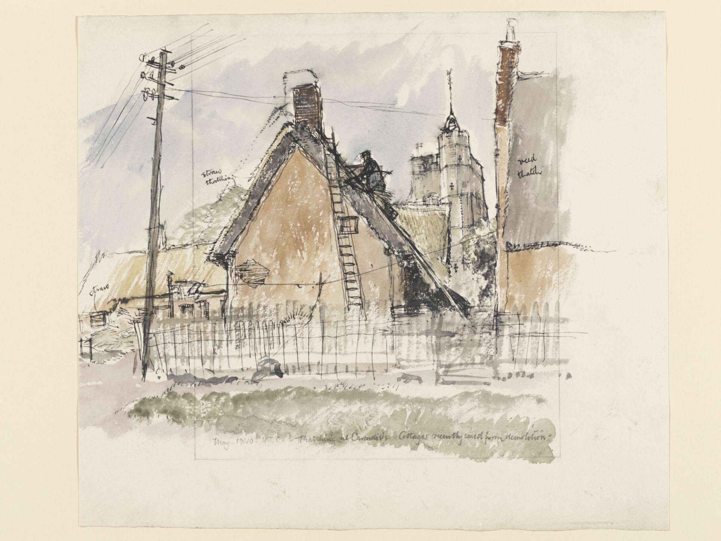 Thatching at Cavendish, Raymond Teague Cowern, May 1940