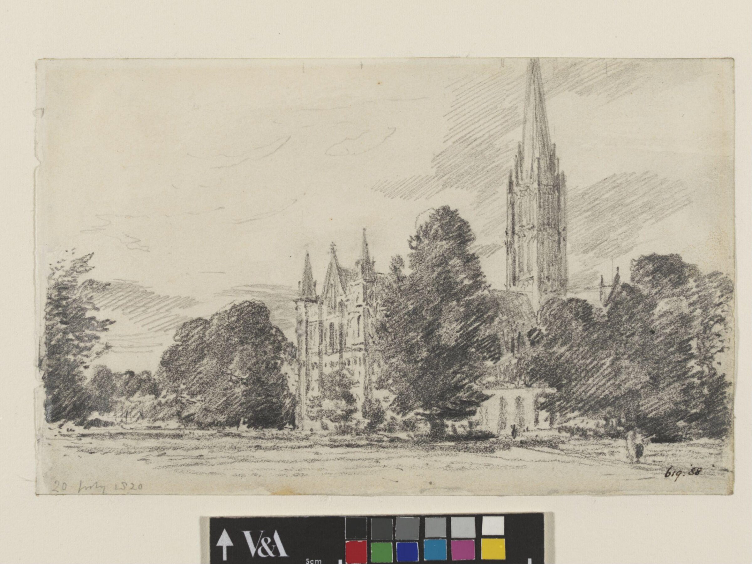 Salisbury Cathedral, from the south-west, Constable, 1820, July 20