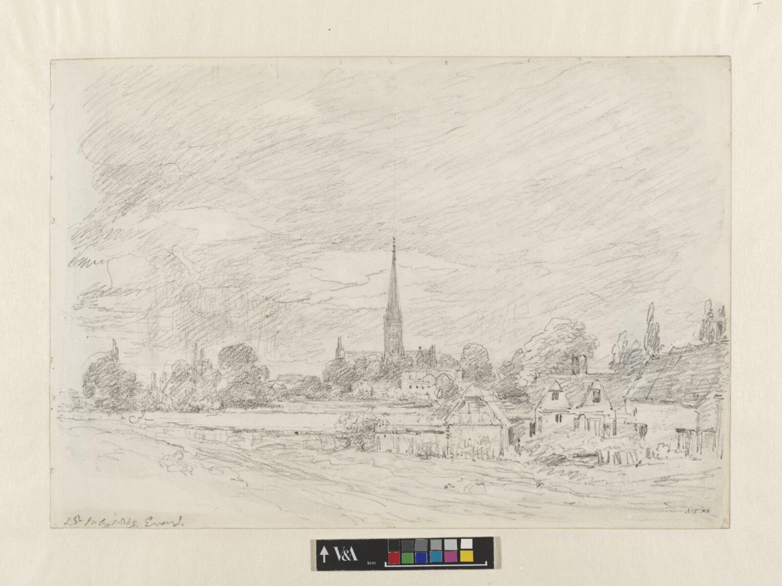 Salisbury Cathedral seen from over the river., John Constable, 25 July, 1829