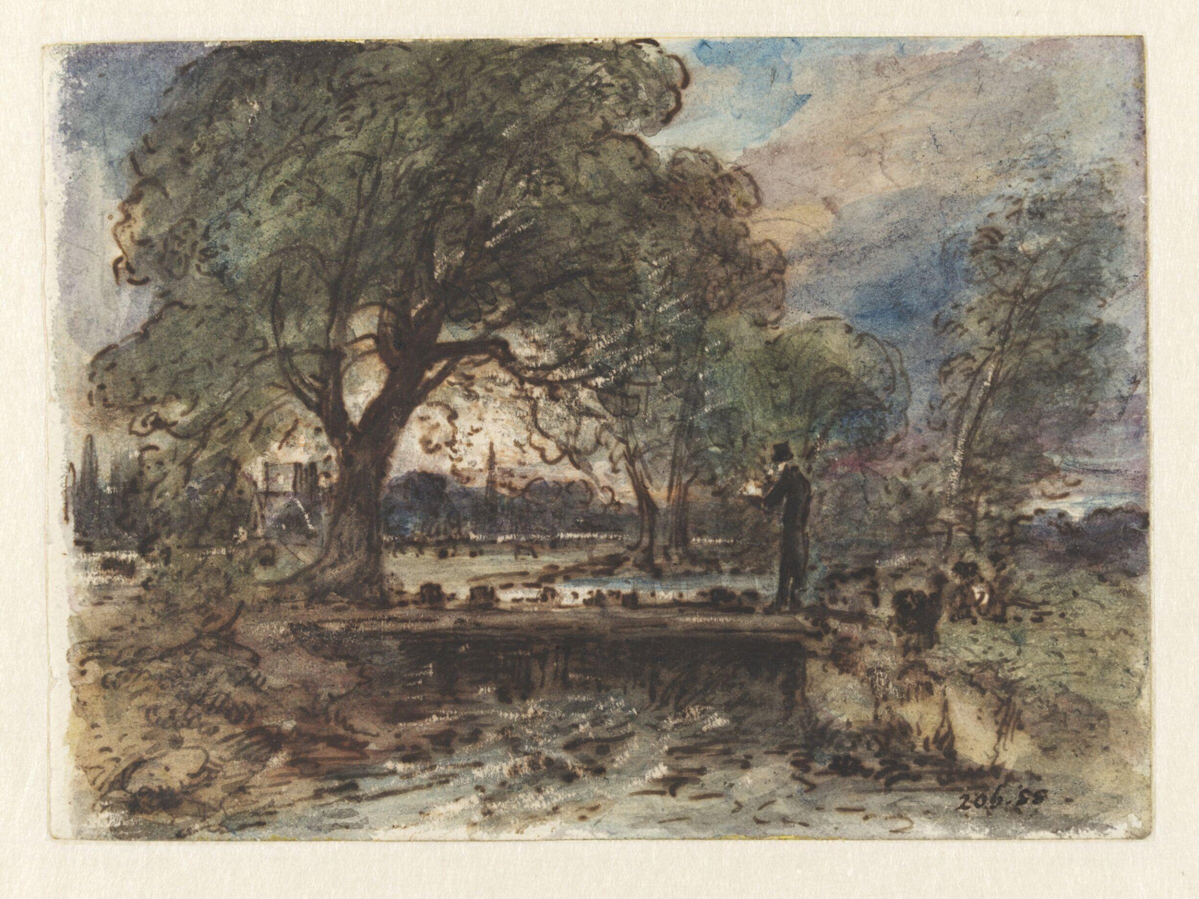 Archdeacon John Fisher with his dogs, Salisbury, John Constable, 22 July 1829