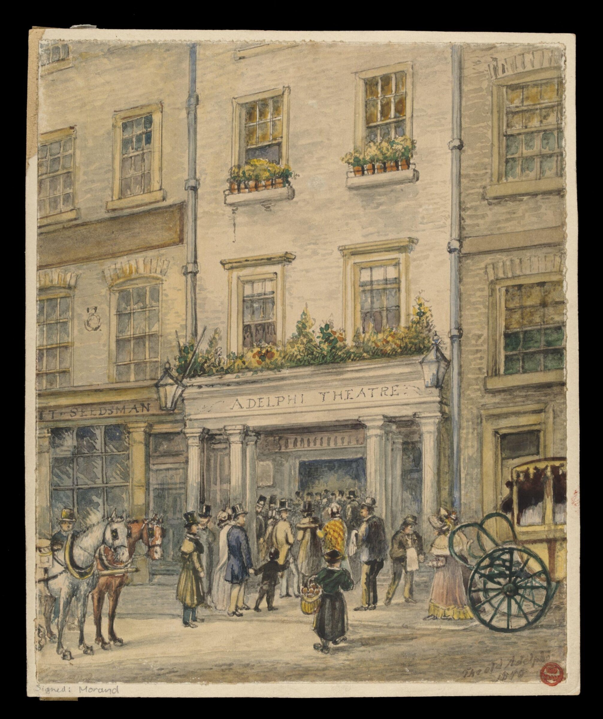 Watercolour of the Adelphi Theatre, Morand, 1818