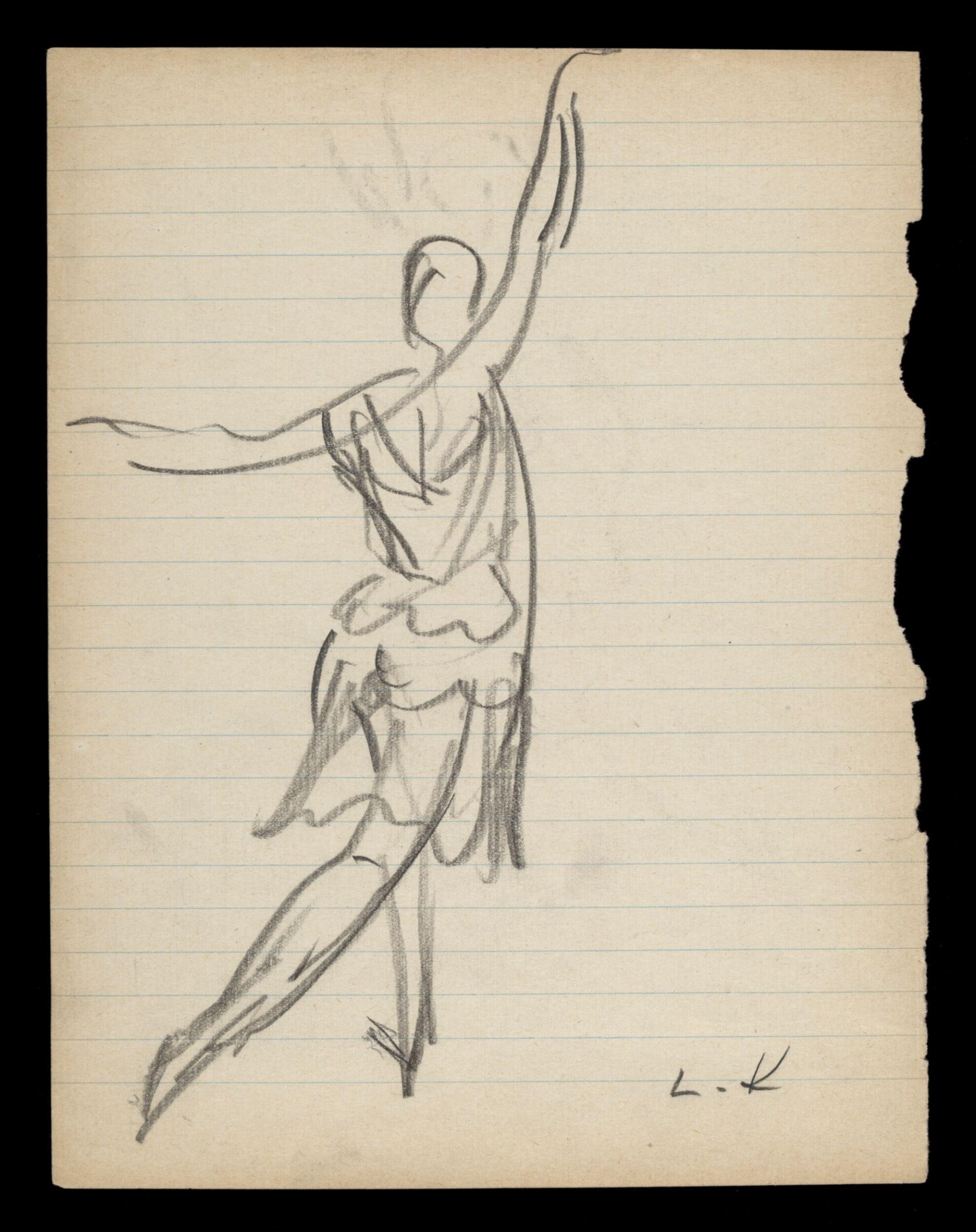 Sketch by Laura Knight of a female dancer, Laura Knight, ca. early 20th century