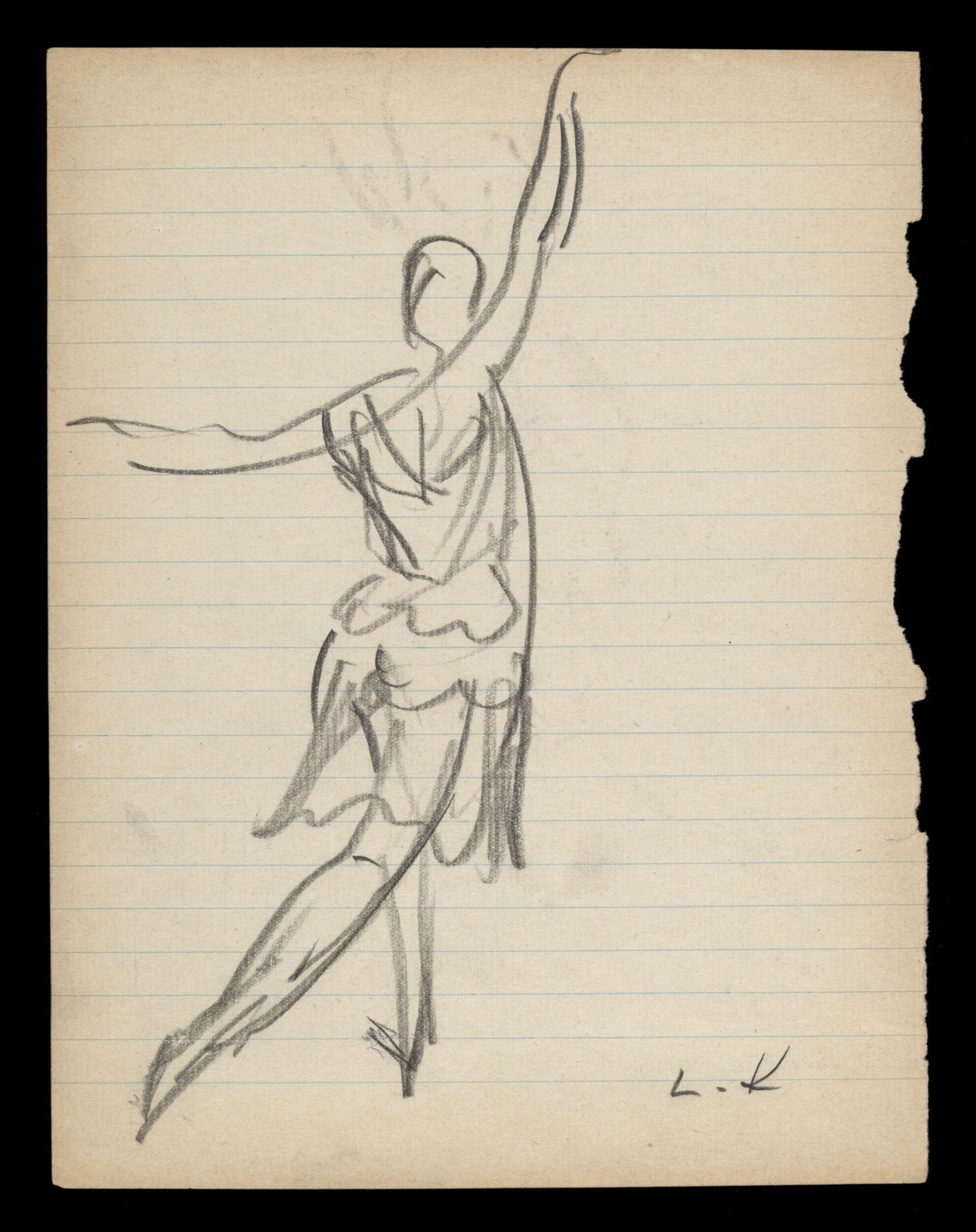 Sketch by Laura Knight of a female dancer by Knight, Laura (Dame)
