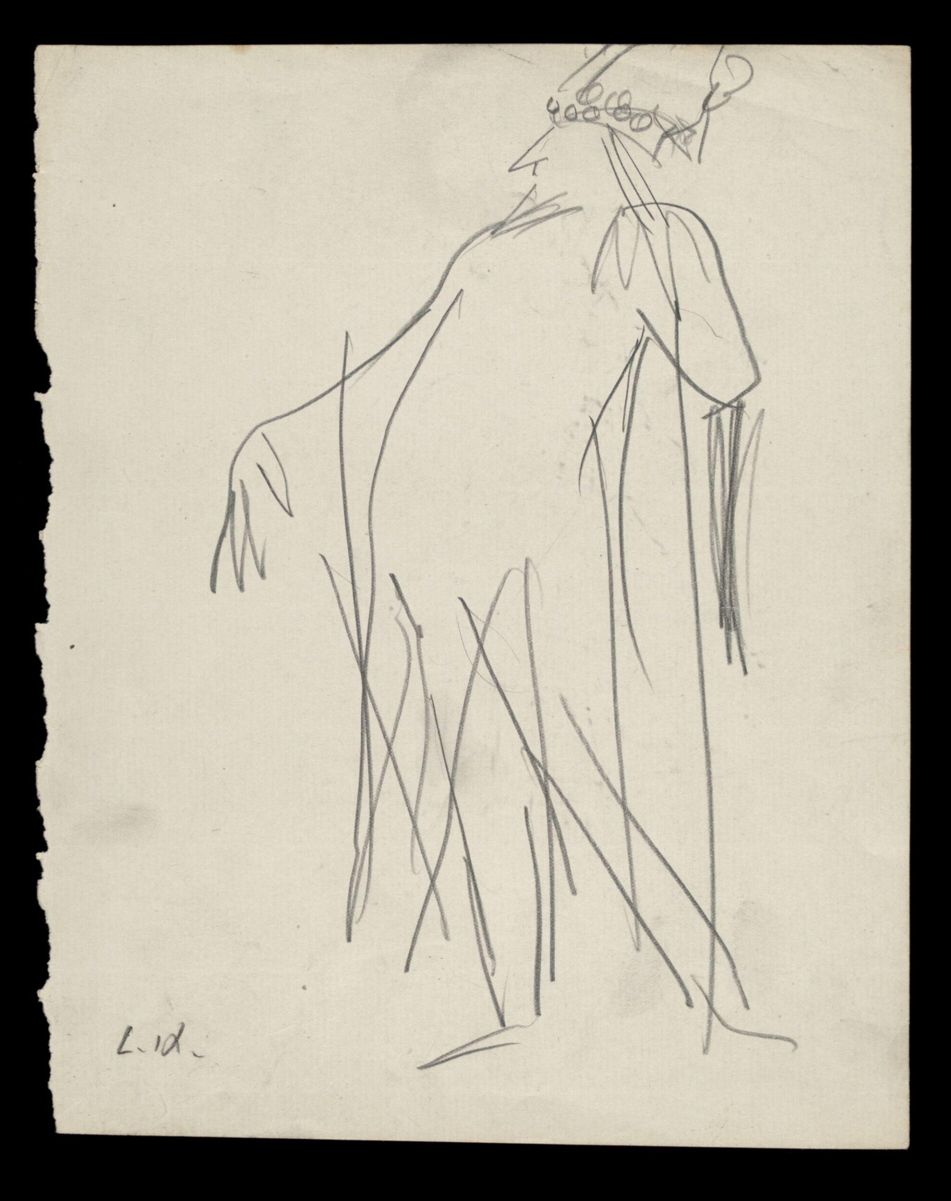Sketch by Laura Knight depicting a character in costume, Laura Knight, ca. early 20th century