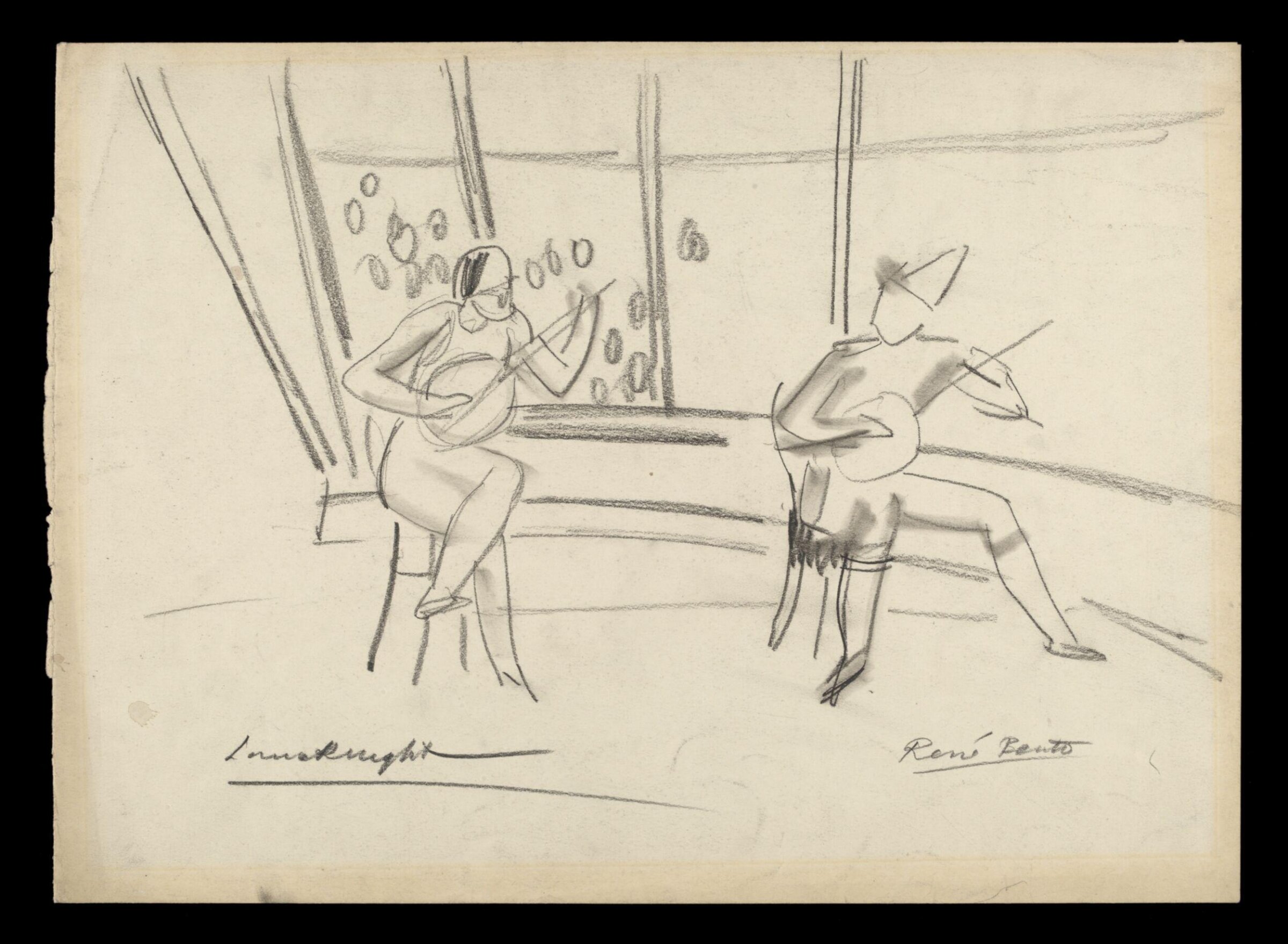 Laura Knight sketch of banjo players, Laura Knight, ca. early 20th century