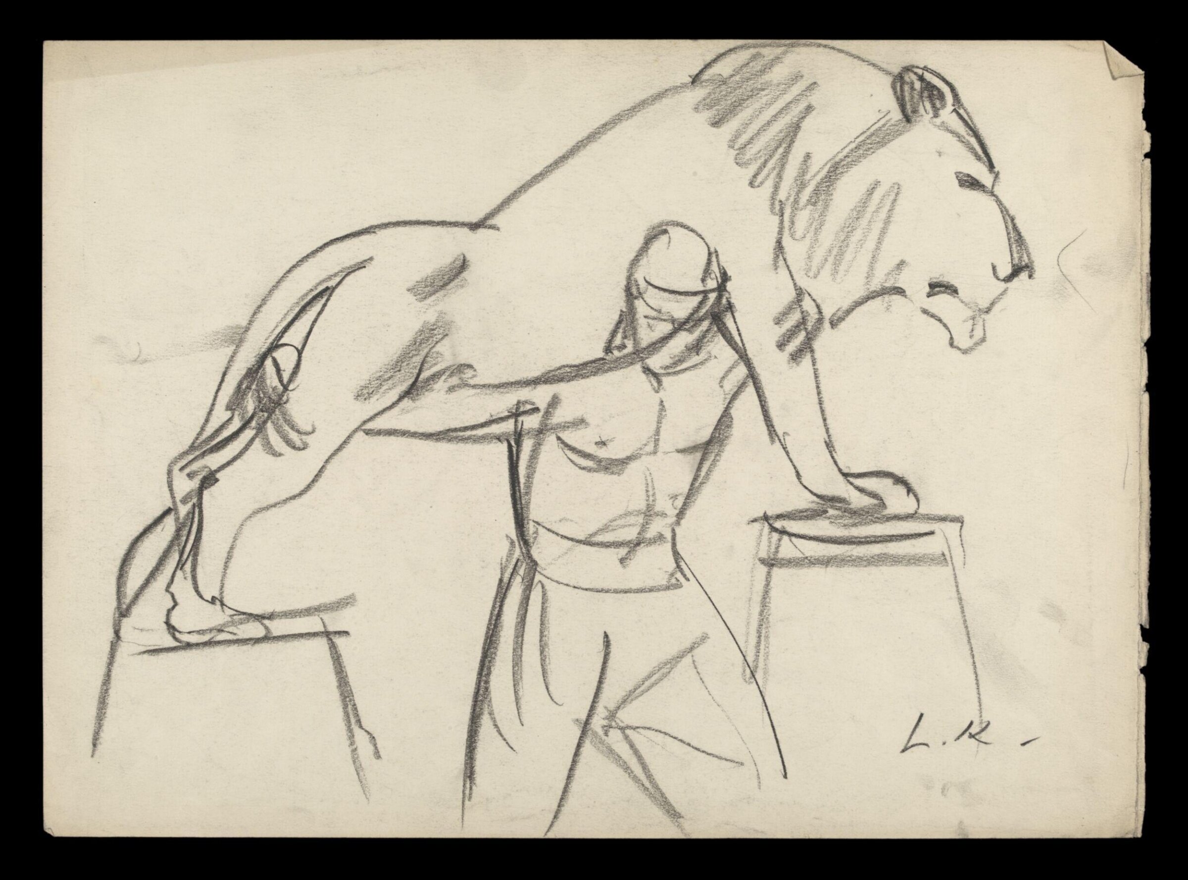Laura Knight sketch of a lion tamer, Laura Knight, 1929