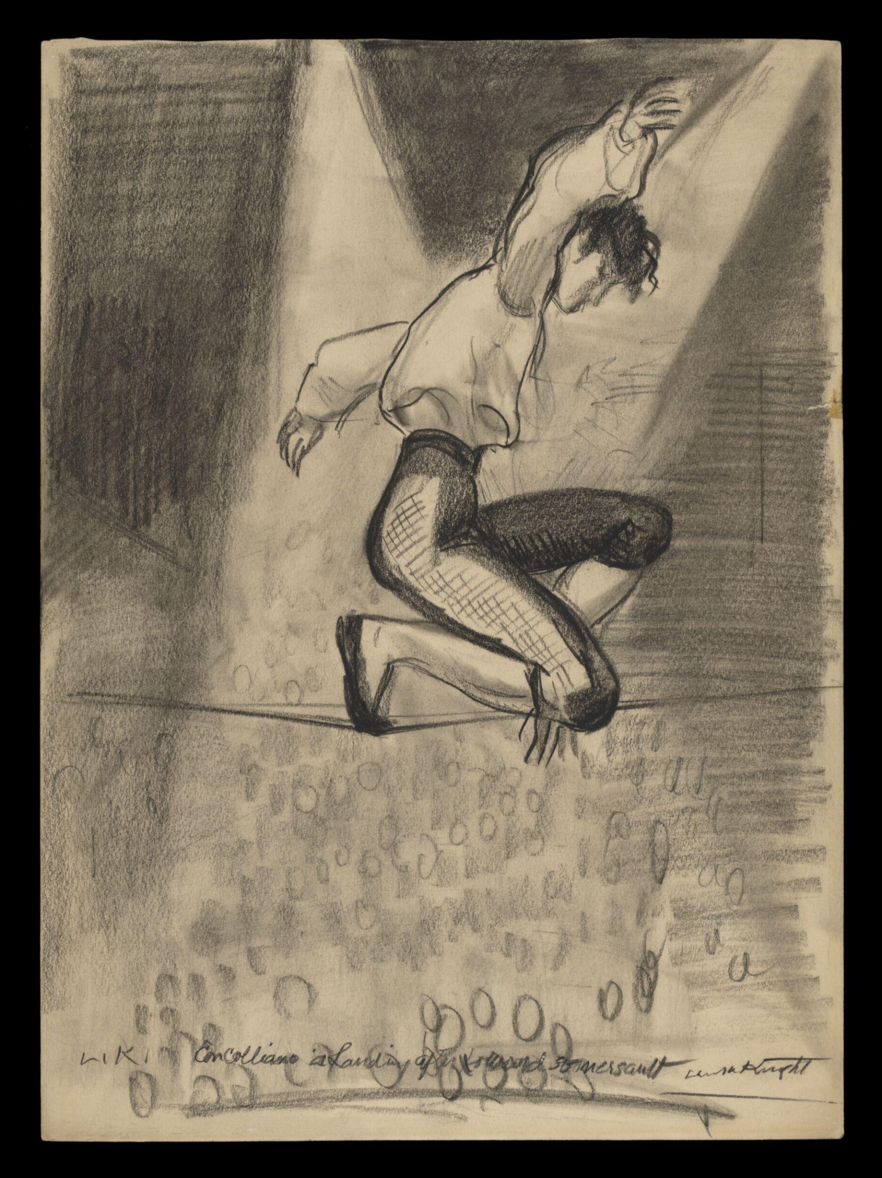 Con Colleano - a Landing after a Forward Somersault (Olympia 1932), Laura Knight, 1932