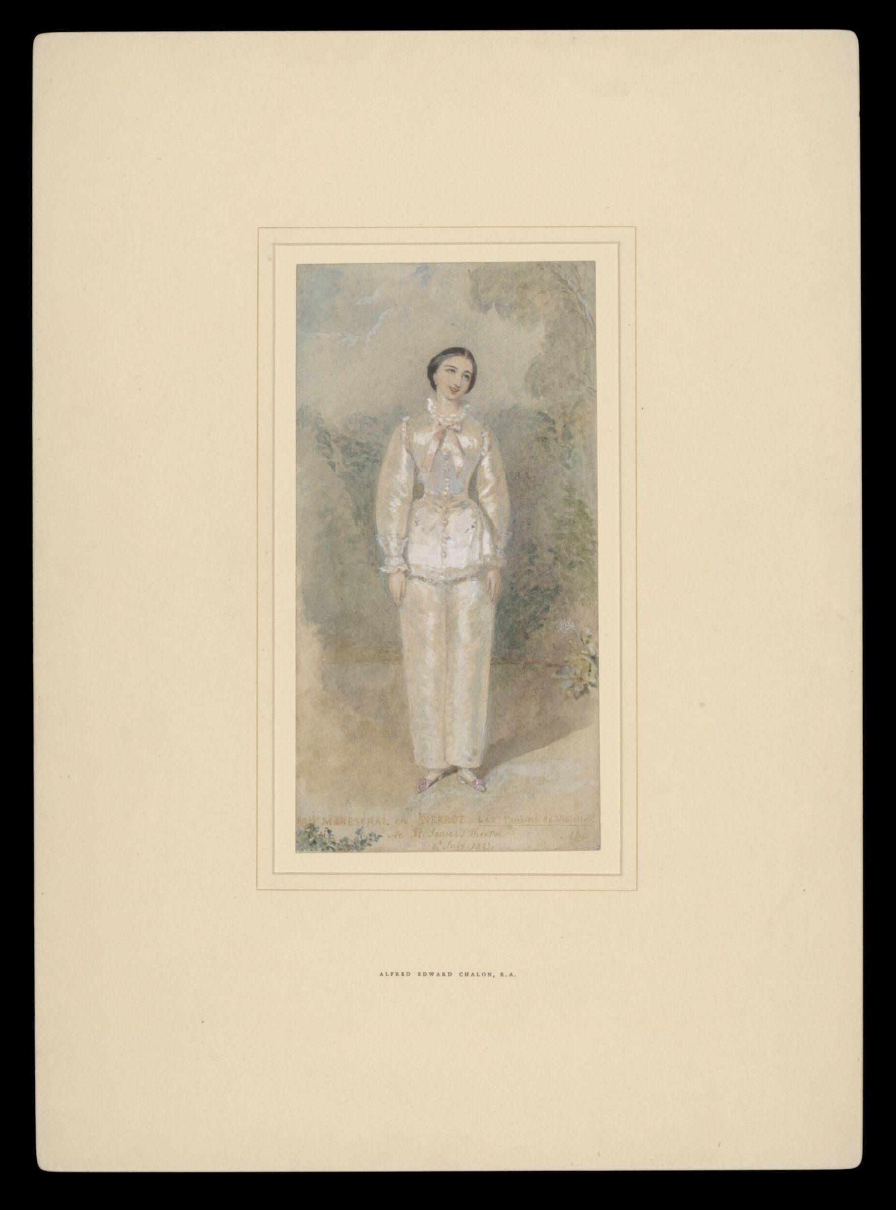 Mademoiselle Mareschal as Pierrot, Alfred Edward Chalon, 1857