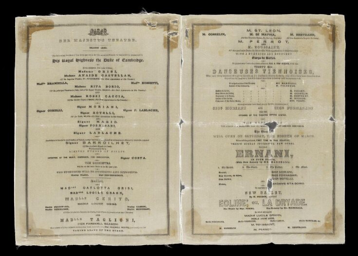 Silk playbill for Her Majesty's Theatre, London top image