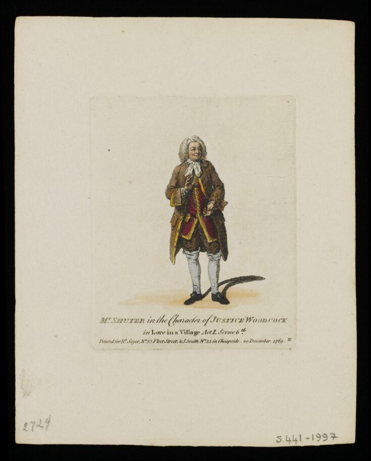 Mr. Shuter in the Justice Woodcock in Love in a Village Act I. Scene 6th. top image